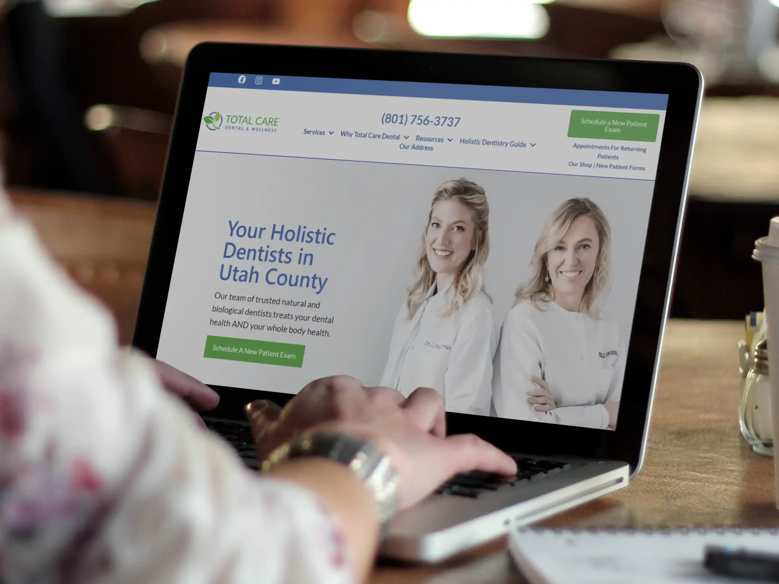 Total Care WEbsite on laptop